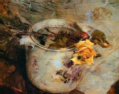 The Rose in Vase of Sassonian by Giovanni Boldini